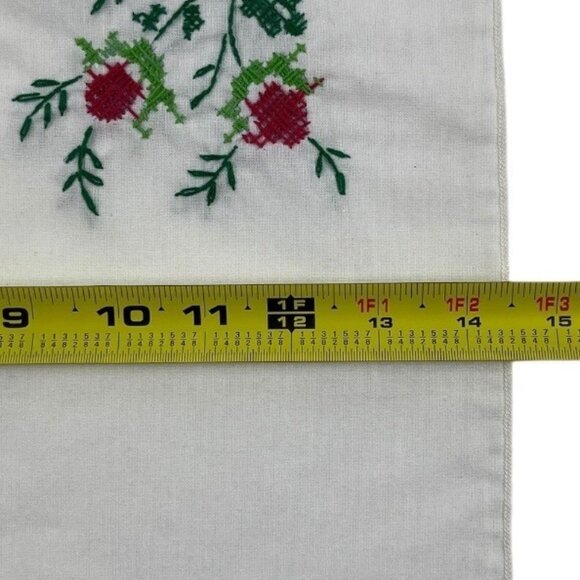 Napkins / Handkerchiefs (3) White Cotton Floral Handsewn Embroidery Crosstitch - Picture 10 of 10